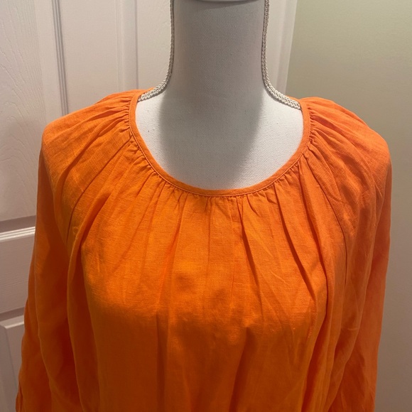 New J.Crew Palermo smocked-waist mini dress in linen, color: fire lily, size: XL - Picture 7 of 10